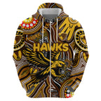 Personalised NAIDOC Week 2024 Hawthorn Hawks Hoodie Australian Aboriginal Hand Painting