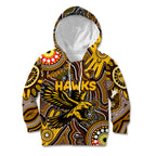 Personalised NAIDOC Week 2024 Hawthorn Hawks Kid Hoodie Australian Aboriginal Hand Painting