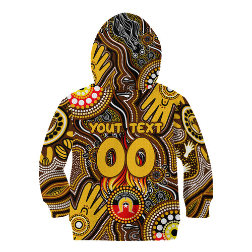 Personalised NAIDOC Week 2024 Hawthorn Hawks Kid Hoodie Australian Aboriginal Hand Painting