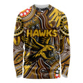 Personalised NAIDOC Week 2024 Hawthorn Hawks Long Sleeve Shirt Australian Aboriginal Hand Painting