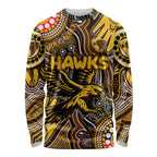 Personalised NAIDOC Week 2024 Hawthorn Hawks Long Sleeve Shirt Australian Aboriginal Hand Painting