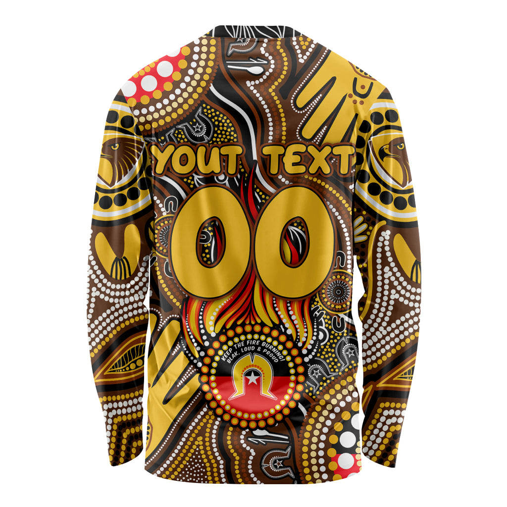 Personalised NAIDOC Week 2024 Hawthorn Hawks Long Sleeve Shirt Australian Aboriginal Hand Painting