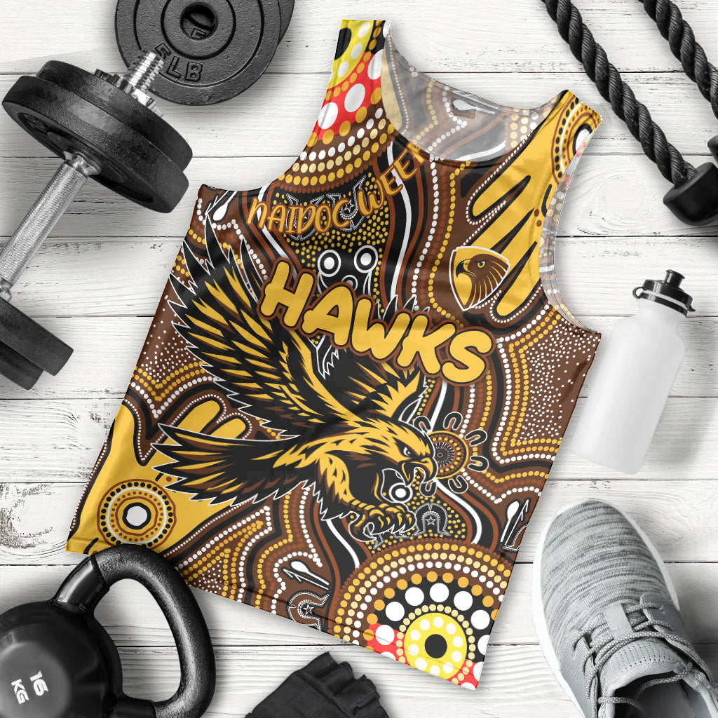 Personalised NAIDOC Week 2024 Hawthorn Hawks Men Tank Top Australian Aboriginal Hand Painting