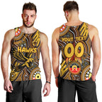 Personalised NAIDOC Week 2024 Hawthorn Hawks Men Tank Top Australian Aboriginal Hand Painting
