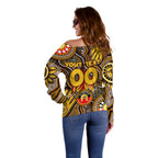 Personalised NAIDOC Week 2024 Hawthorn Hawks Off Shoulder Sweater Australian Aboriginal Hand Painting