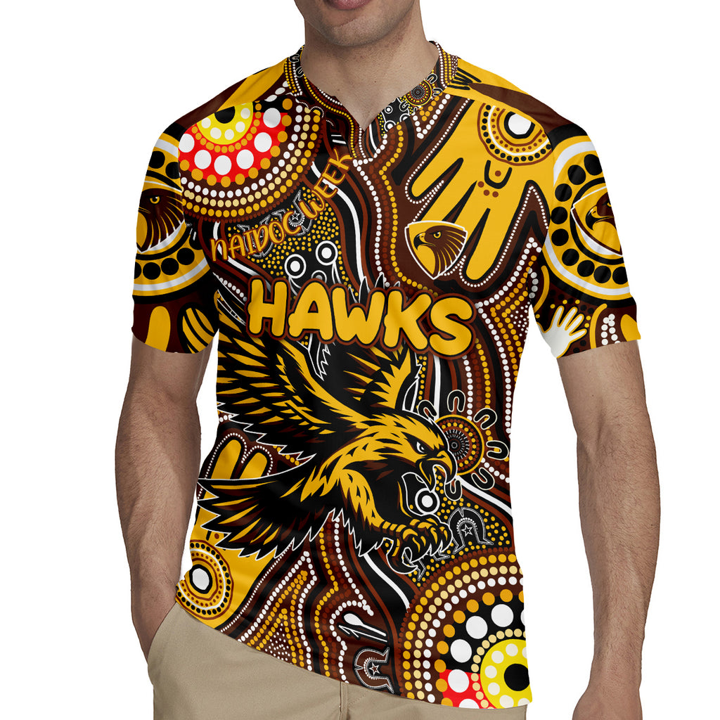 Personalised NAIDOC Week 2024 Hawthorn Hawks Rugby Jersey Australian Aboriginal Hand Painting