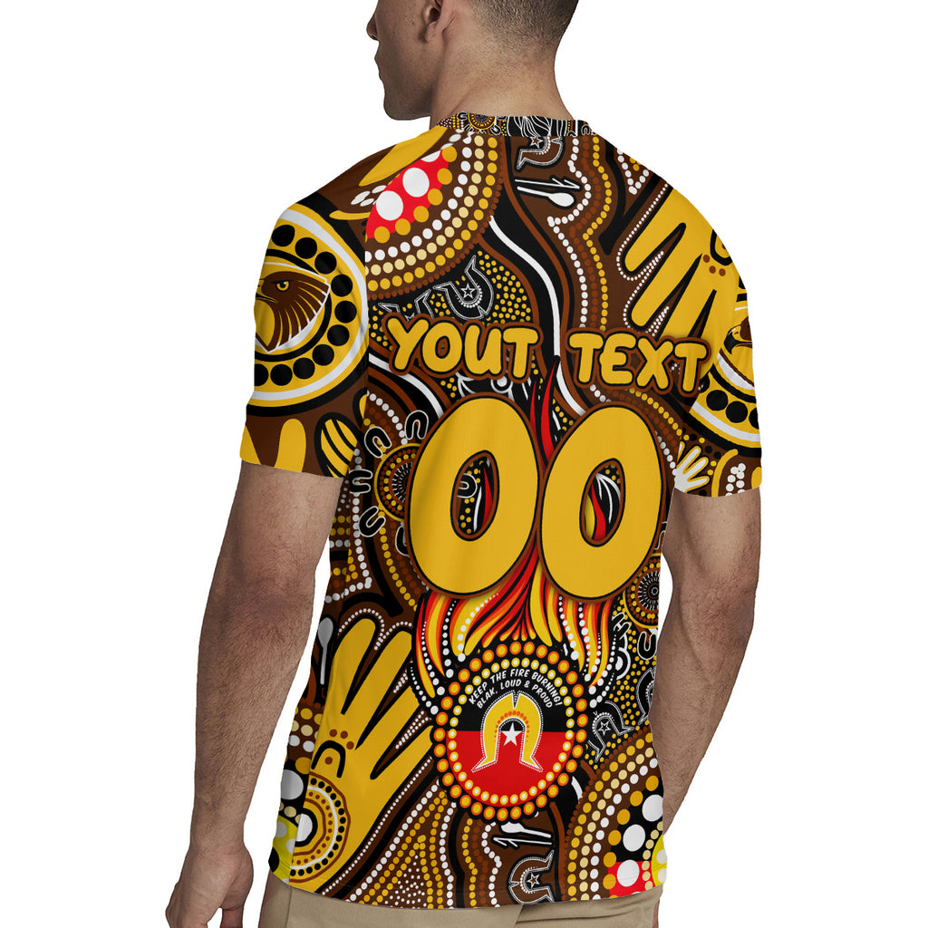 Personalised NAIDOC Week 2024 Hawthorn Hawks Rugby Jersey Australian Aboriginal Hand Painting