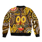 Personalised NAIDOC Week 2024 Hawthorn Hawks Sleeve Zip Bomber Jacket Australian Aboriginal Hand Painting