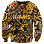 Personalised NAIDOC Week 2024 Hawthorn Hawks Sweatshirt Australian Aboriginal Hand Painting