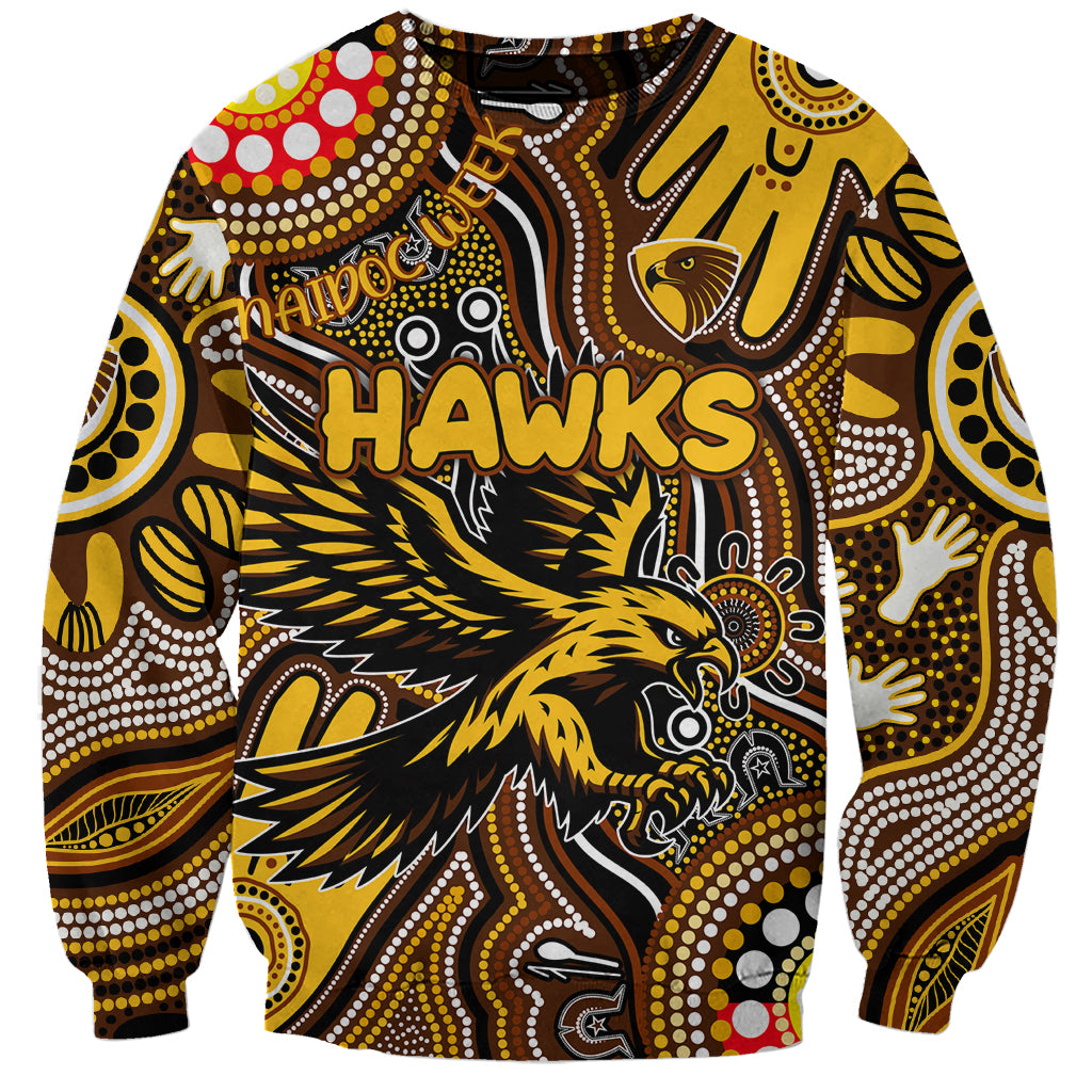Personalised NAIDOC Week 2024 Hawthorn Hawks Sweatshirt Australian Aboriginal Hand Painting