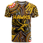 Personalised NAIDOC Week 2024 Hawthorn Hawks T Shirt Australian Aboriginal Hand Painting