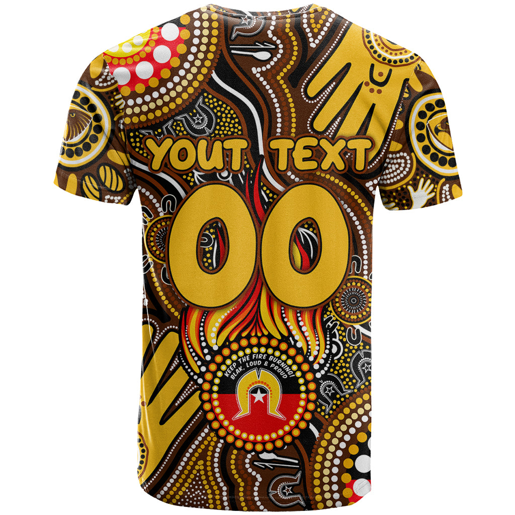 Personalised NAIDOC Week 2024 Hawthorn Hawks T Shirt Australian Aboriginal Hand Painting