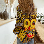 Personalised NAIDOC Week 2024 Hawthorn Hawks Women Casual Shirt Australian Aboriginal Hand Painting