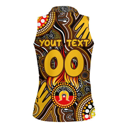 Personalised NAIDOC Week 2024 Hawthorn Hawks Women Sleeveless Polo Shirt Australian Aboriginal Hand Painting