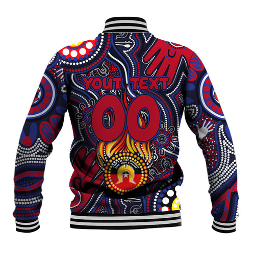 Personalised NAIDOC Week 2024 North Melbourne Kangaroos Baseball Jacket Australian Aboriginal Hand Painting