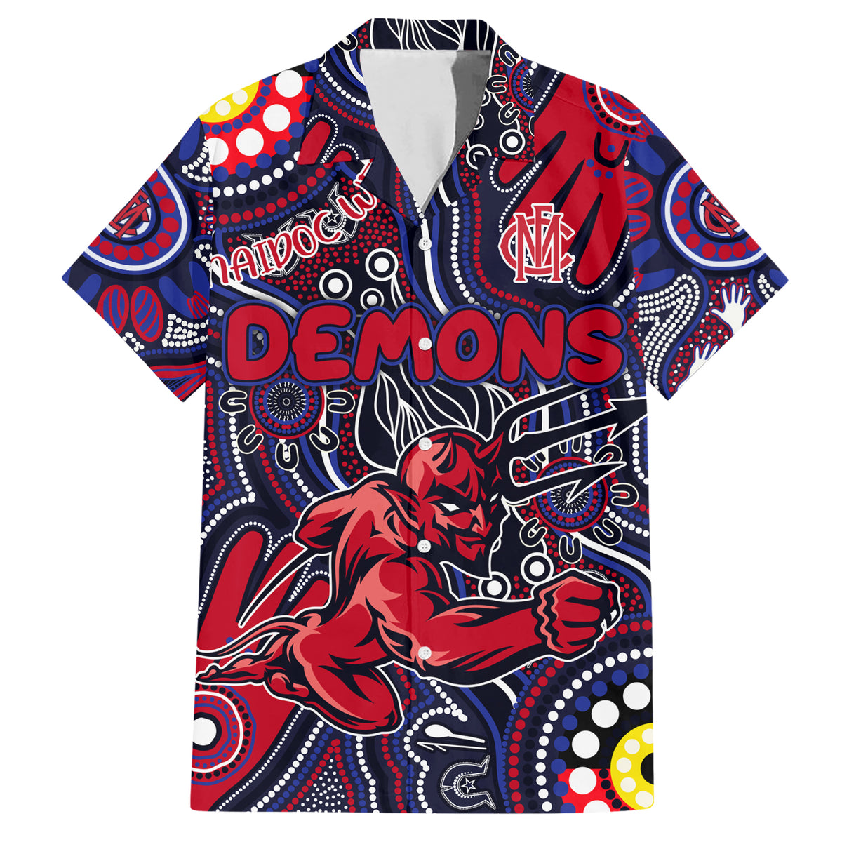 Personalised NAIDOC Week 2024 North Melbourne Kangaroos Hawaiian Shirt Australian Aboriginal Hand Painting