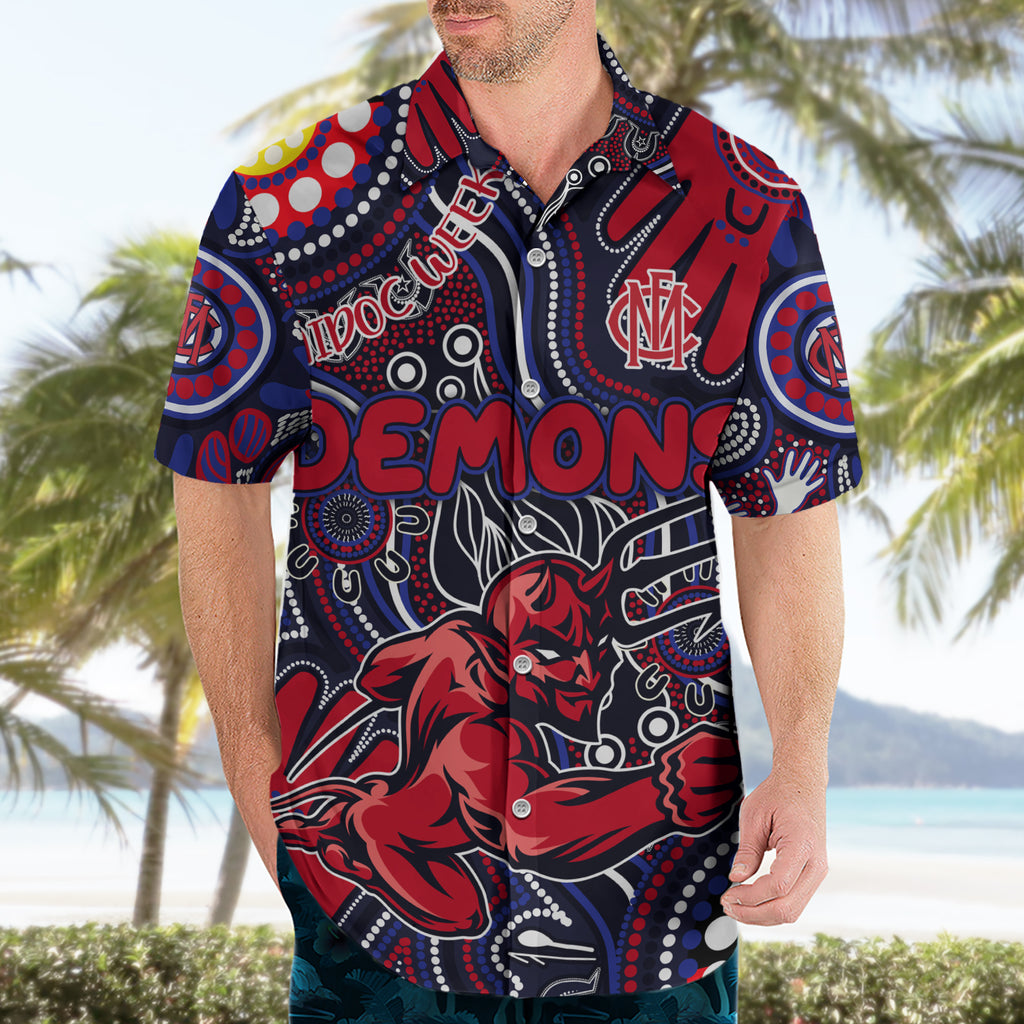 Personalised NAIDOC Week 2024 North Melbourne Kangaroos Hawaiian Shirt Australian Aboriginal Hand Painting