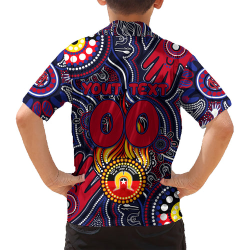 Personalised NAIDOC Week 2024 North Melbourne Kangaroos Kid Hawaiian Shirt Australian Aboriginal Hand Painting