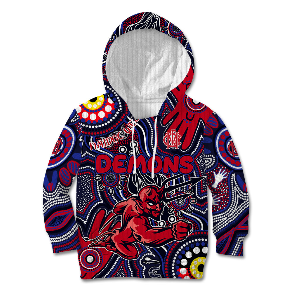 Personalised NAIDOC Week 2024 North Melbourne Kangaroos Kid Hoodie Australian Aboriginal Hand Painting