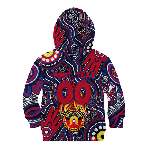 Personalised NAIDOC Week 2024 North Melbourne Kangaroos Kid Hoodie Australian Aboriginal Hand Painting