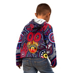 Personalised NAIDOC Week 2024 North Melbourne Kangaroos Kid Hoodie Australian Aboriginal Hand Painting