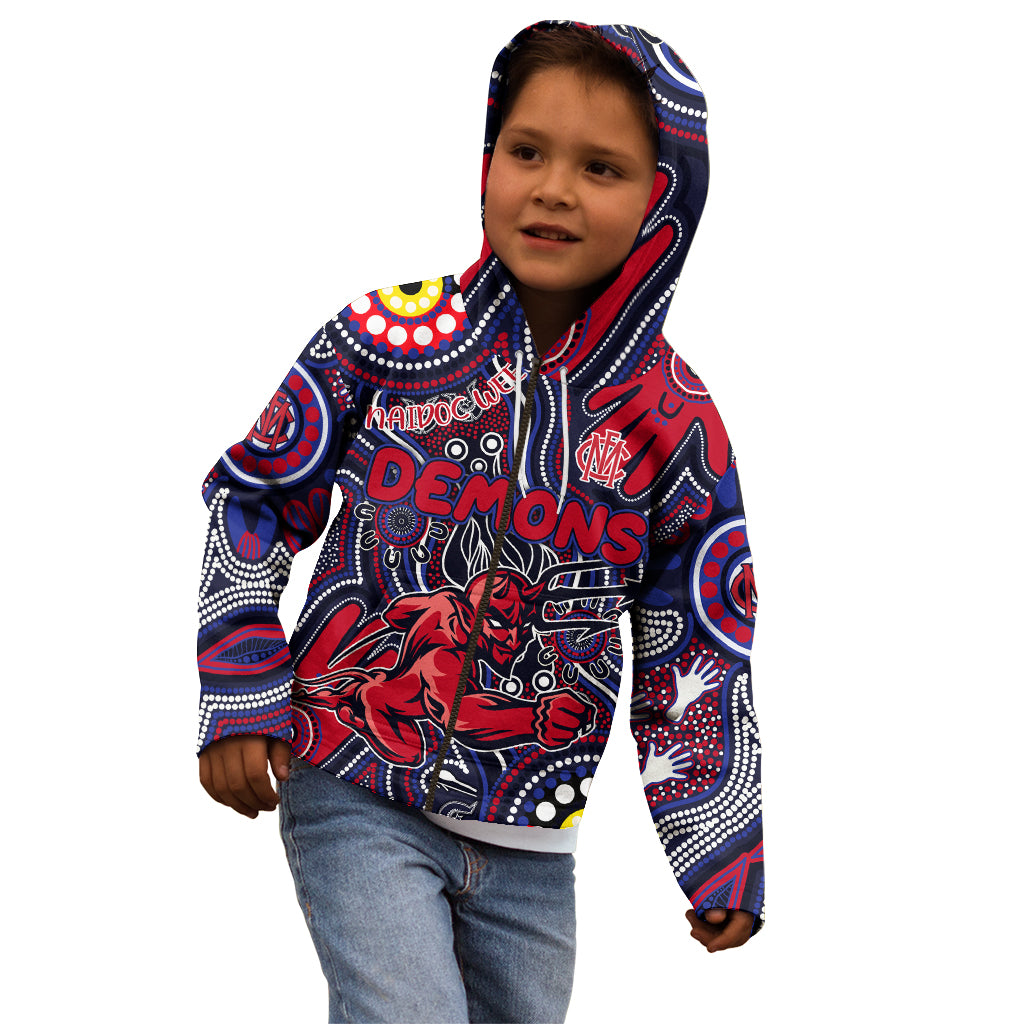 Personalised NAIDOC Week 2024 North Melbourne Kangaroos Kid Hoodie Australian Aboriginal Hand Painting