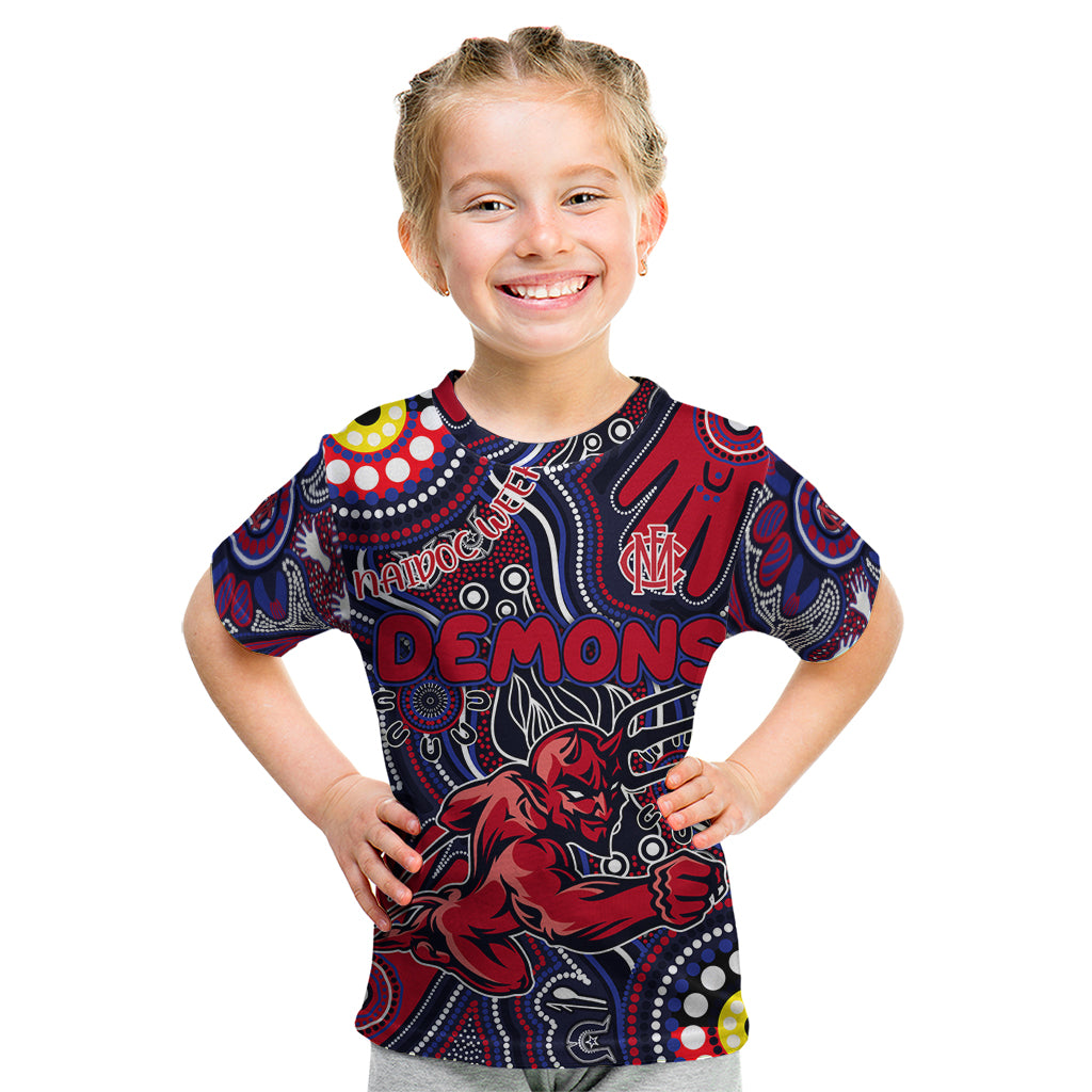 Personalised NAIDOC Week 2024 North Melbourne Kangaroos Kid T Shirt Australian Aboriginal Hand Painting