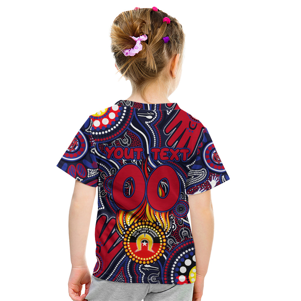 Personalised NAIDOC Week 2024 North Melbourne Kangaroos Kid T Shirt Australian Aboriginal Hand Painting