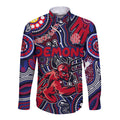 Personalised NAIDOC Week 2024 North Melbourne Kangaroos Long Sleeve Button Shirt Australian Aboriginal Hand Painting