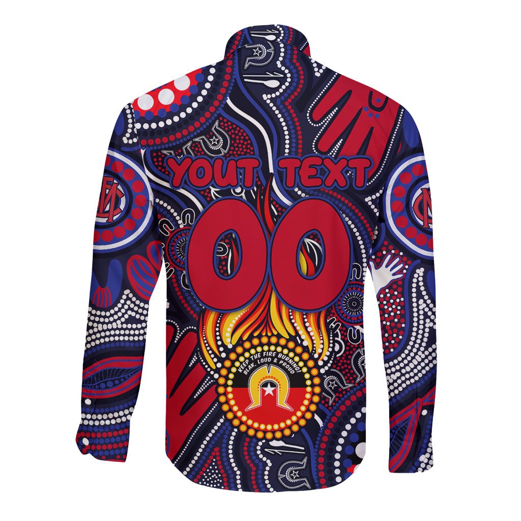 Personalised NAIDOC Week 2024 North Melbourne Kangaroos Long Sleeve Button Shirt Australian Aboriginal Hand Painting