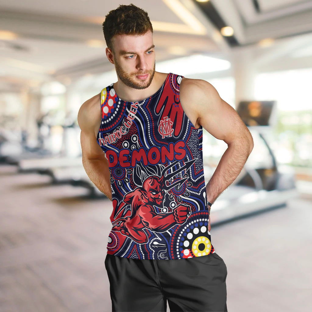 Personalised NAIDOC Week 2024 North Melbourne Kangaroos Men Tank Top Australian Aboriginal Hand Painting