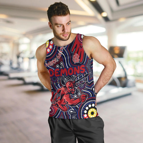 Personalised NAIDOC Week 2024 North Melbourne Kangaroos Men Tank Top Australian Aboriginal Hand Painting
