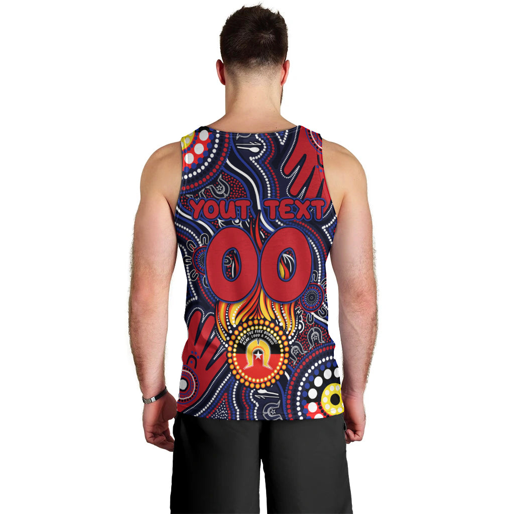 Personalised NAIDOC Week 2024 North Melbourne Kangaroos Men Tank Top Australian Aboriginal Hand Painting