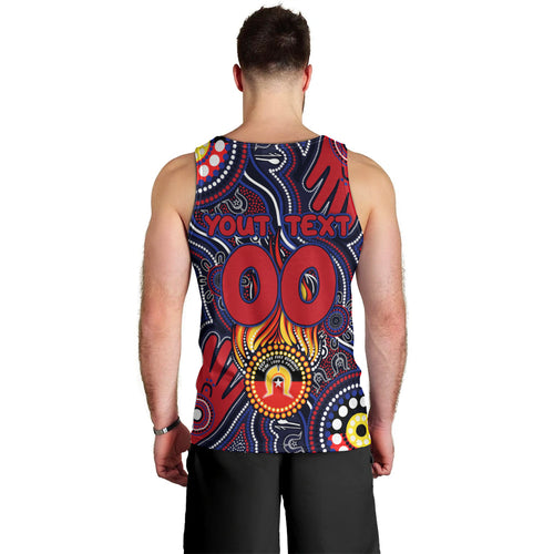 Personalised NAIDOC Week 2024 North Melbourne Kangaroos Men Tank Top Australian Aboriginal Hand Painting