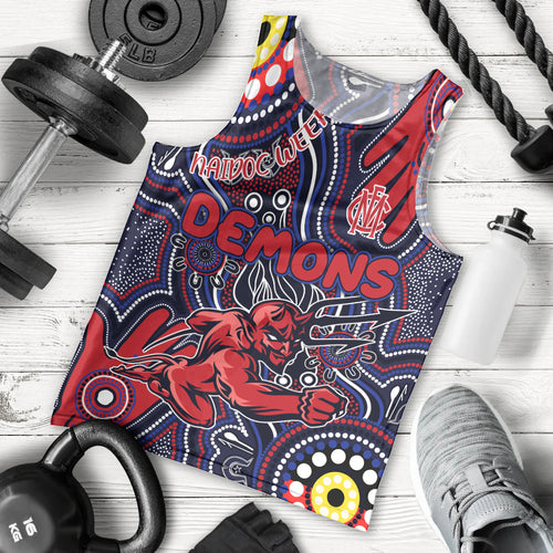 Personalised NAIDOC Week 2024 North Melbourne Kangaroos Men Tank Top Australian Aboriginal Hand Painting