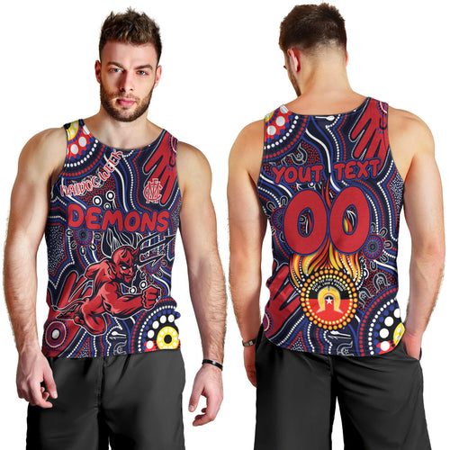 Personalised NAIDOC Week 2024 North Melbourne Kangaroos Men Tank Top Australian Aboriginal Hand Painting