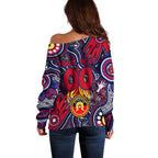 Personalised NAIDOC Week 2024 North Melbourne Kangaroos Off Shoulder Sweater Australian Aboriginal Hand Painting