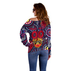 Personalised NAIDOC Week 2024 North Melbourne Kangaroos Off Shoulder Sweater Australian Aboriginal Hand Painting