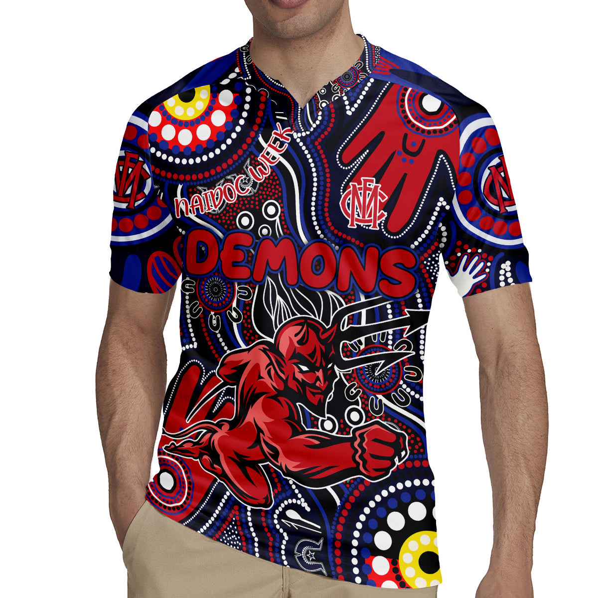 Personalised NAIDOC Week 2024 North Melbourne Kangaroos Rugby Jersey Australian Aboriginal Hand Painting