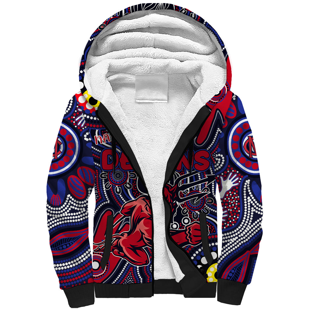 Personalised NAIDOC Week 2024 North Melbourne Kangaroos Sherpa Hoodie Australian Aboriginal Hand Painting