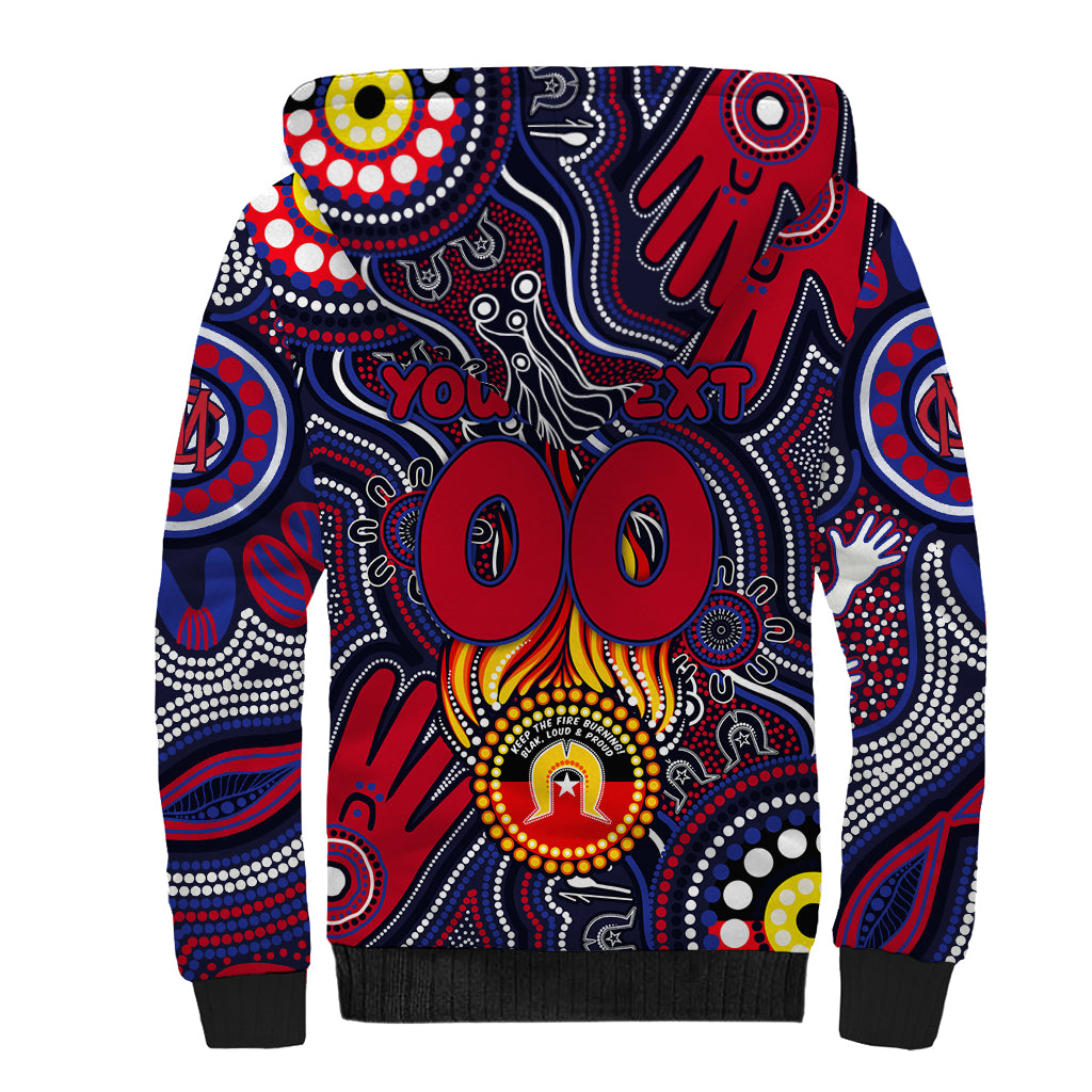 Personalised NAIDOC Week 2024 North Melbourne Kangaroos Sherpa Hoodie Australian Aboriginal Hand Painting