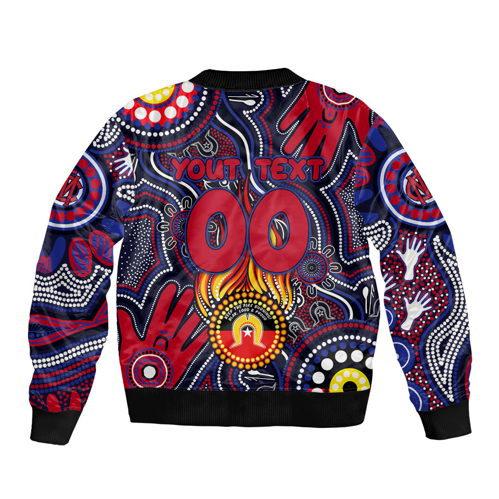 Personalised NAIDOC Week 2024 North Melbourne Kangaroos Sleeve Zip Bomber Jacket Australian Aboriginal Hand Painting