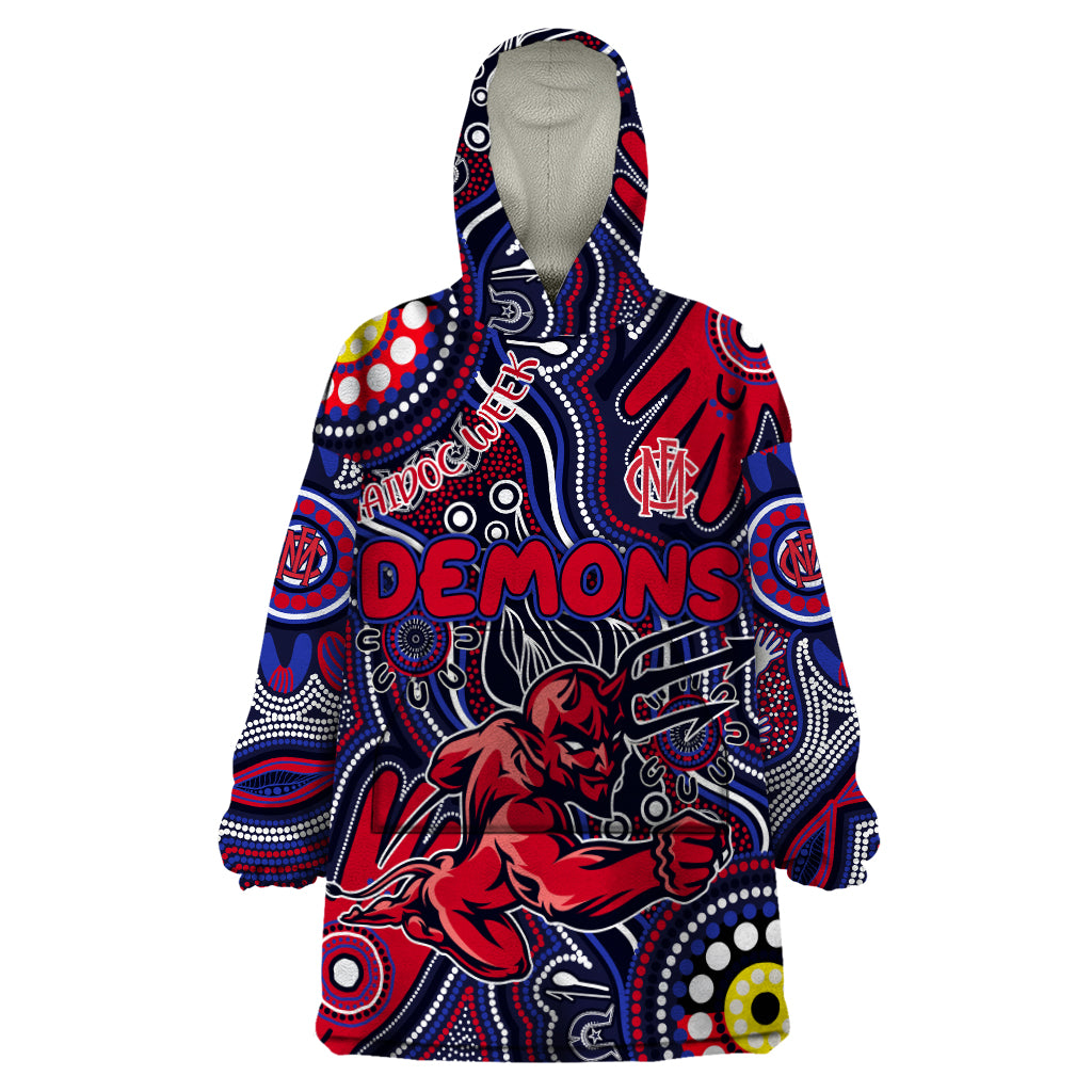Personalised NAIDOC Week 2024 North Melbourne Kangaroos Wearable Blanket Hoodie Australian Aboriginal Hand Painting