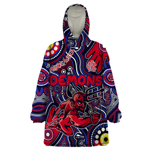 Personalised NAIDOC Week 2024 North Melbourne Kangaroos Wearable Blanket Hoodie Australian Aboriginal Hand Painting
