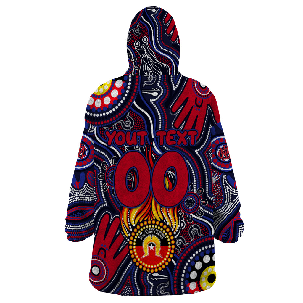 Personalised NAIDOC Week 2024 North Melbourne Kangaroos Wearable Blanket Hoodie Australian Aboriginal Hand Painting