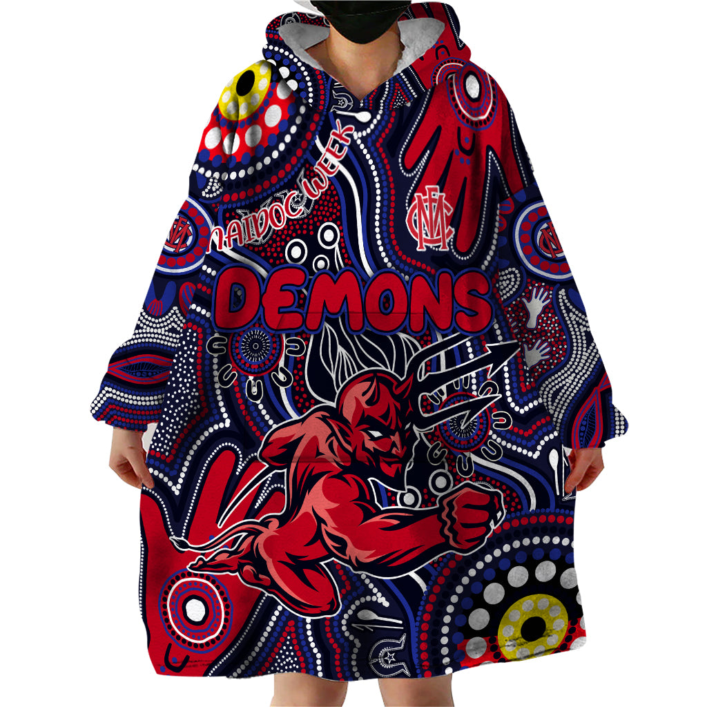 Personalised NAIDOC Week 2024 North Melbourne Kangaroos Wearable Blanket Hoodie Australian Aboriginal Hand Painting
