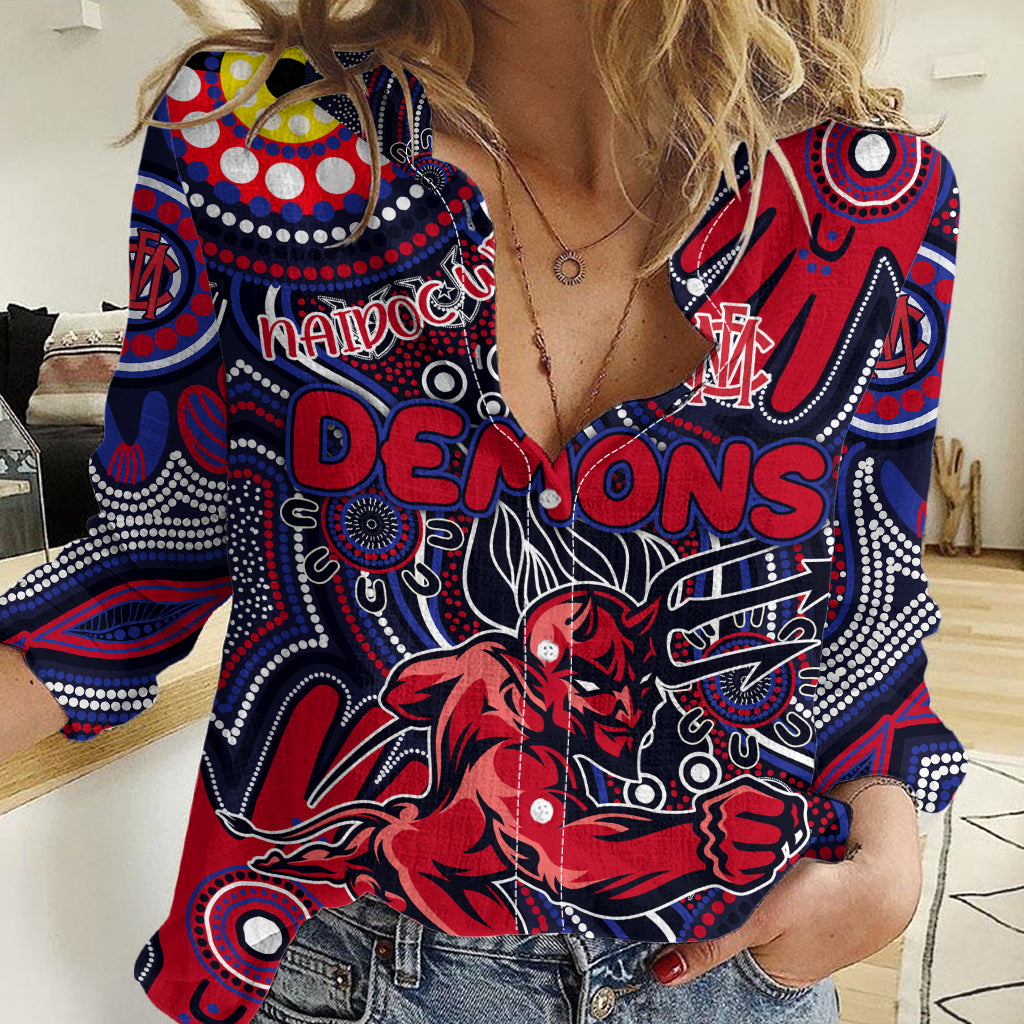 Personalised NAIDOC Week 2024 North Melbourne Kangaroos Women Casual Shirt Australian Aboriginal Hand Painting