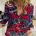 Personalised NAIDOC Week 2024 North Melbourne Kangaroos Women Casual Shirt Australian Aboriginal Hand Painting