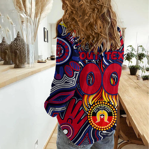 Personalised NAIDOC Week 2024 North Melbourne Kangaroos Women Casual Shirt Australian Aboriginal Hand Painting