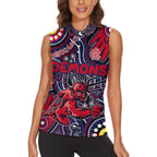 Personalised NAIDOC Week 2024 North Melbourne Kangaroos Women Sleeveless Polo Shirt Australian Aboriginal Hand Painting